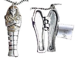 Egyptian Mummy Locket Silver-Tone Pewter Pendant Necklace