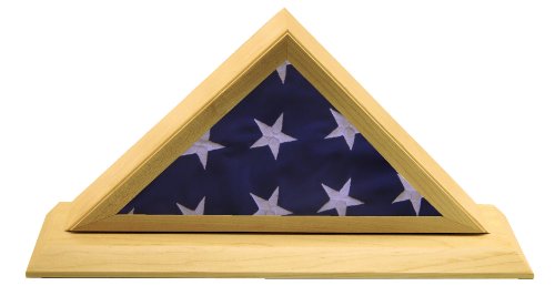 Solid Maple Flag Display Case with slanted Base