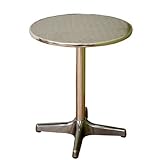 Metal Round Table with Brushed Style Circle Pattern