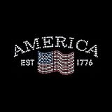 America Flag Rhinestone - Patriotic Women's Cut T-Shirt