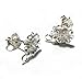 2 pairs/4 pcs .925 Sterling Silver Ball Sun Flower Stud Earrings Loop Post 8mm w/ear nut/Clutches