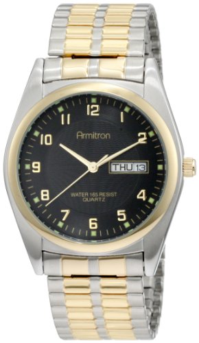Armitron Men's 201143 Easy to Read Round Two-Tone with a Black Dial Expansion Band Watch