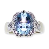 Gold-Exotic: 14K Aquamarine and Diamond Ring