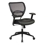 Office Star Space Professional Air Grid Back Managers Chair with Leather Seat and 2-to-1 Synchro Tilt Control