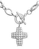 Sterling Silver Cubic Zirconia Pave Cross Pendant, 18