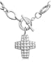 Sterling Silver Cubic Zirconia Pave Cross Pendant, 18"