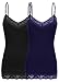 Simlu Lace Camis Cotton Camisole Cami Tank Top Lace Layering Tank Top for Women 301 - 2 Pk Black / Navy Small
