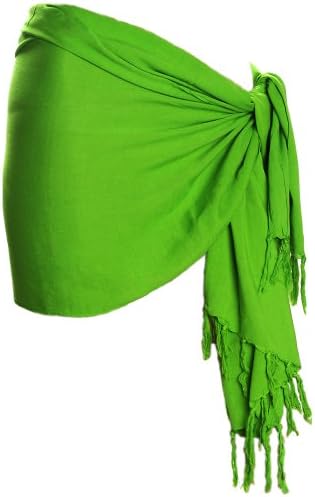 Ladies' Solid Color Half/Mini Swimsuit Cover-up Sarong- by Aloha Sarong (Lime Green)