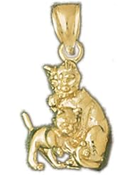 Dazzlers Solid 14k Gold 3 Dimensional Cat and Kitten Charm Pendant Available in three colors from jewelsberry (weights: 5.7 grams only)