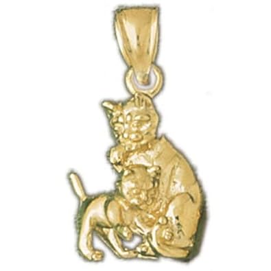 Cheap Girls Jewelry Dazzlers Solid 14k Gold 3 Dimensional Cat and Kitten Charm Pendant Available in three colors from jewelsberry (weights: 5.7 grams only) For Sale