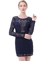 Cocktail Acrylic Long Sleeves Lace Bodycon Dress/Evening Dress/Midi Dress 