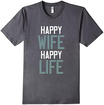 Men's Happy Wife Happy Life T Shirt 2XL Asphalt