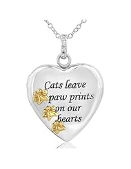 ASPCA TenderVoices Two-Tone Cats Leave Paw Prints on our Hearts Locket