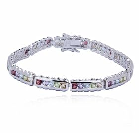 Sterling Silver Multi-Gemstone Bracelet, 7.25 by