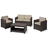 Allibert 206460 Lounge Set Monaco (2 Sessel, 1 Sofa, 1 Tisch), Rattanoptik, Kunststoff, braun