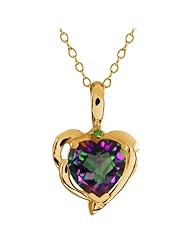 2.52 Ct Heart Shape Green Mystic Topaz Green Peridot 18K Yellow Gold Pendant