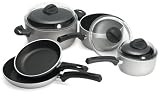 Ballarini Heavy Weight Select Silver 8 Piece Set with Glass Lids