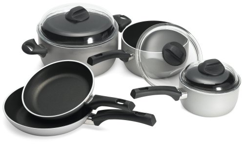 Ballarini Heavy Weight Select Silver 8 Piece Set with Glass Lids