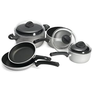 Ballarini Heavy Weight Select Silver 8 Piece Set with Glass Lids