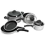 Ballarini Heavy Weight Select Silver 8 Piece Set with Glass Lids