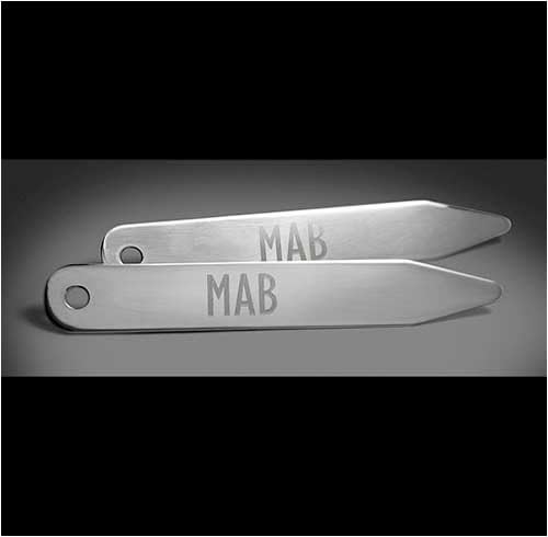 Stayclip Set of 16 Polished Steel Monogrammed Collar Stays