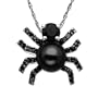 14k White Gold Black Pearl and Black Diamond Spider Pendant (.15 cttw)