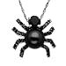14k White Gold Pearl and Black Diamond Spider Pendant (.15 cttw)