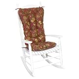 Jumbo Rocking Chair Cushion Set Farrell Floral Fabric in Antique Red