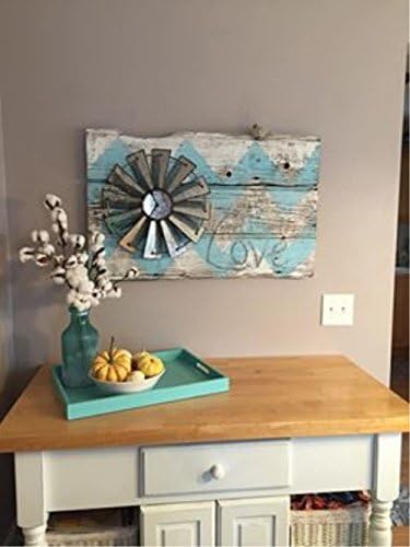 Chevron Barn Wood Sign with Metal Windmill Clock - Made To Order