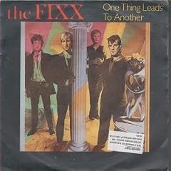 ONE THING LEADS TO ANOTHER 7" (45) UK MCA 1983 B/W OPINIONS (FIXX5) SHOP STICKER ON FRONT OF GROUP PIC SLEEVE
