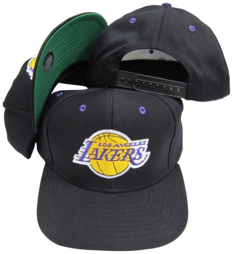Los Angeles Lakers Black Plastic Snapback Adjustable Plastic Snap Back Hat / Cap