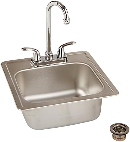 Kindred VP1515/226/2S Reginox Top Mount Single Bowl Stainless Steel Kitchen Sink with 2-Handle Chrome Bar Faucet, Satin