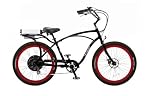 Pedego Classic Cruiser Black with Red Rims Tire/Seat Package: Black Balloon