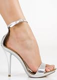 Dressy Designer Metallic Patent High Heel Stiletto from Hot Fash Shoes - LULA Silver