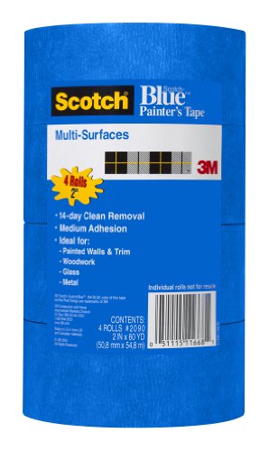 ScotchBlue Painters Tape for Multi-Surfaces 2090-2A-4X, 2 Inches by 60 Yards, 4 Rolls