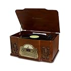 Electrohome Winston 3-in-1 Vintage Classic Turntable Real Wood Stereo System with AM/FM Radio, CD & Full Size Record Player - EANOS501