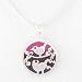 Small Round Bird Pendant in Sterling Silver with Pink and Purple Epoxy on a 16" Sterling Snake Chain, #8314