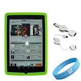 Silicone Skin Green Case for Apple iPad + Retractable USB Data Cable + Wristband