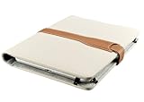 M-Edge Prodigy Leather Kindle Jacket with Hinge (Fits 6" Display, Latest Generation Kindle), Pebbled Cream w/ Saddle)