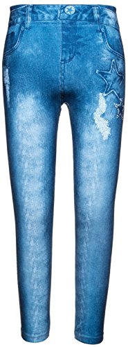 Crush Girl's Printed Leggings Skinny Seamless High Waist Stars 7-16 - Denim Blue