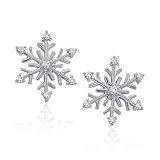 10K White Gold 0.12 ct. Diamond ''Snow Flake'' Earrings (Higher Quality)