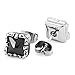 Men's Stainless Steel Stud Earrings Agate Silver Tone Black Square