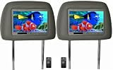Gray Pair 7 Headrest Lcd TFT Monitors with Wireless Remotes and RCA Connections