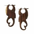 WOWONI - Organic Hand Carved Sono Wood Earrings with Wood Post - From Indonesia - Sold as a Pair - 25mm x 55mm