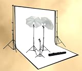 ePhoto 3 light KIT for Video Photography Portrait Light Lighting Kit with 100% cotton Muslin 6 x 9 ft Chromakey Black, White backdrops with Backdrop Background Support Kit + Case by ePhoto KIT103