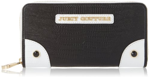 Juicy Couture Zip Continental Sierra Sorbet Leather Wallet,Black/White,One Size