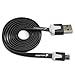 Micro USB Flat Cable 3FT, Fosmon Vivid Sync Charge Data Cable for Galaxy S7/S7 Edge, S6, Moto G5/G5 Plus, Nokia 3/5/6, HTC, LG, Android Smartphone and More - Black