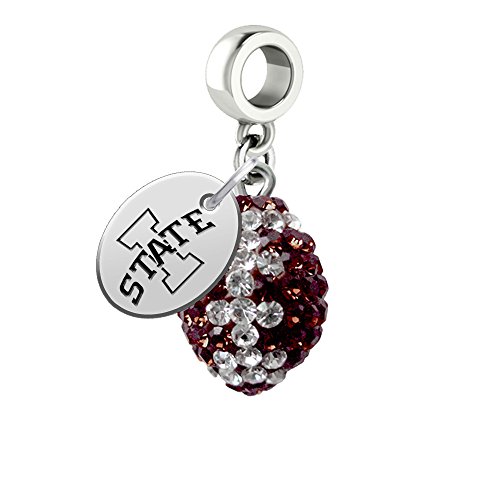 Iowa State Cyclones Crystal Football Drop Charm Fits All European Style Bracelets