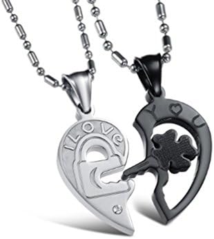 His &amp; Hers Matching Set Titanium Stainless Steel Lovers Couples Pendant Necklace (Lock and Key)