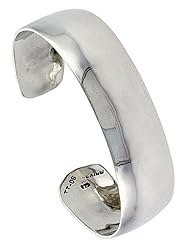 Sterling Silver High Polished Domed Cuff Bangle Bracelet 11/16 inch wide,